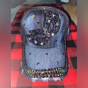 Denim Masquerade Studded Baseball Cap